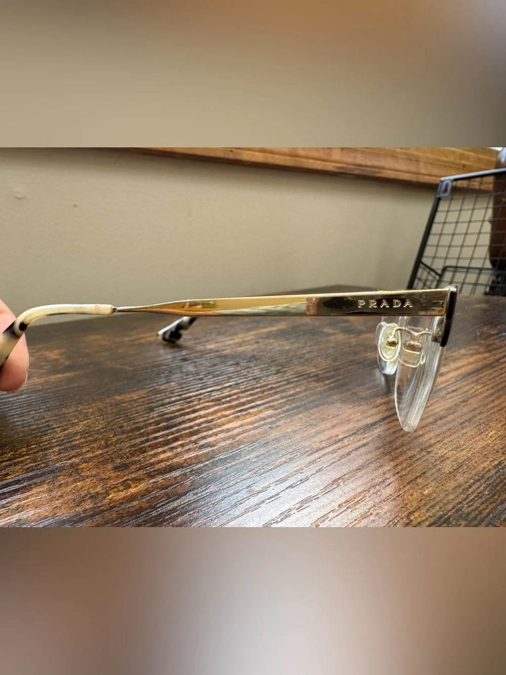 Prada Gold and Silver Metal Eyeglasses